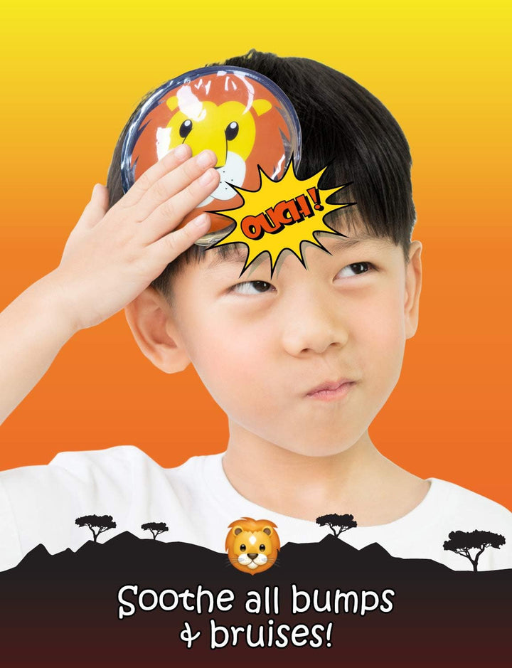 Cold Compress for Kids, Reusable Kids Ice Pack - Fever, First Aid, Boo Boos, Pain Relief, Bruises - Warm Soother for Toddler Headache, Bumps, Injury - 3 Pack for Boys (Shark, Penguin, Lion)