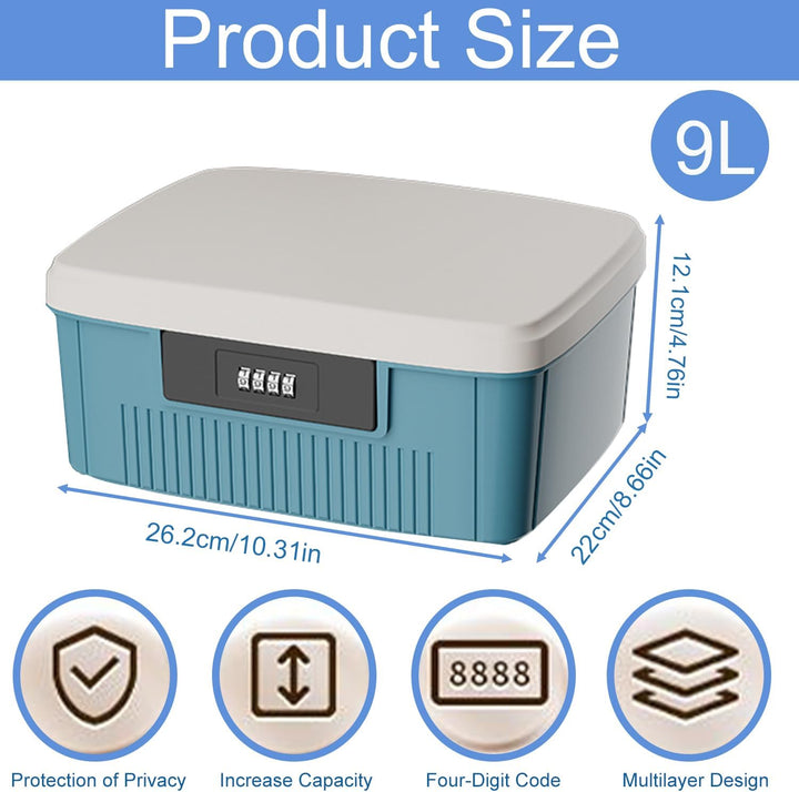 Medicine Storage Box,Household Medicine Storage Box Organiser,First Aid Box,Double Layers Multi Grid Medicine Box,Code Box with Lid Medication Storage Box Medicine Cabinet for Home,School(Blue/9L)