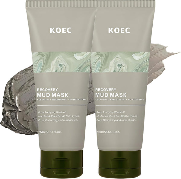 ANGEL SILK 2Pack Recovery & Relief Mud Mask, Boryeong Mud, Korean Face Mask, Natural K Beauty Deep Pore Cleaner for Hard Water & Oily Skin, Glass Skin Hydrating Face & Body Mask