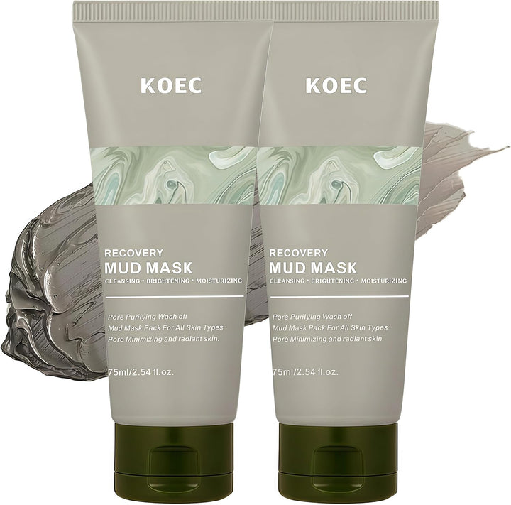 ANGEL SILK 2Pack Recovery & Relief Mud Mask, Boryeong Mud, Korean Face Mask, Natural K Beauty Deep Pore Cleaner for Hard Water & Oily Skin, Glass Skin Hydrating Face & Body Mask