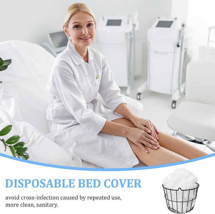 40 Pcs Disposable Fitted Sheets with Elastic, Disposable Massage Bed Sheets Covers for Spa Beauty Salon Waterproof Oil-Proof (White, 220 X 100 Cm)