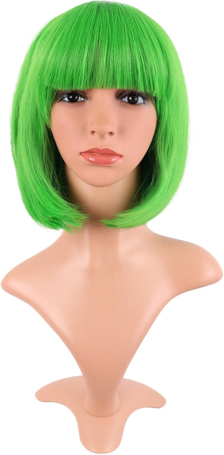 Natural Short Straight New Wigs Flat Bangs Wigs-Black-Ladies