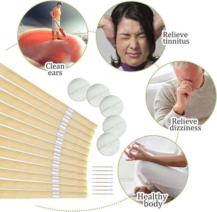 10 PCS Ear Candles for Wax Removal, Ear Wax Removal Candle, Ear Candles for Wax Removal Blocked Ears, for Blocked Ears with 5 Protective Disks+10 Cotton Swab