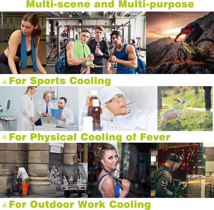 6-Pack Cooling Towels, 40"X12", Instant Cooling, Multipurpose, Personalized Pattern, Skin-Friendly, Microfiber, Bright Orange, Royal Blue, Green, Lake Blue, Gray, Rose Red