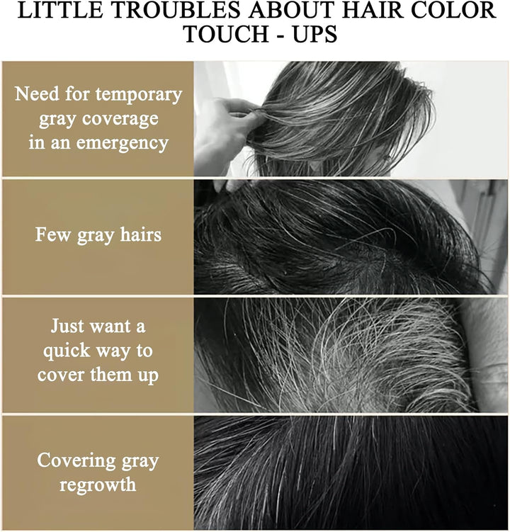 Quick Dry Gray Root Cover up Hair Mascara Stick - Smudge-Proof Temporary Root Touch up for Women Men - Concealer for Mustache and Beards in Brown