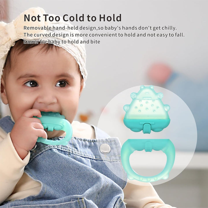 Freezable Baby Teether Toys,Water Fillable Baby Teething Relief,Chill Teether for Babies 0-3-6-12-24 Months, Cools & Massages Sore Gums,No Chill Handle,Bpa-Free Soft Silicone Infant Chew Toys (Cyan)