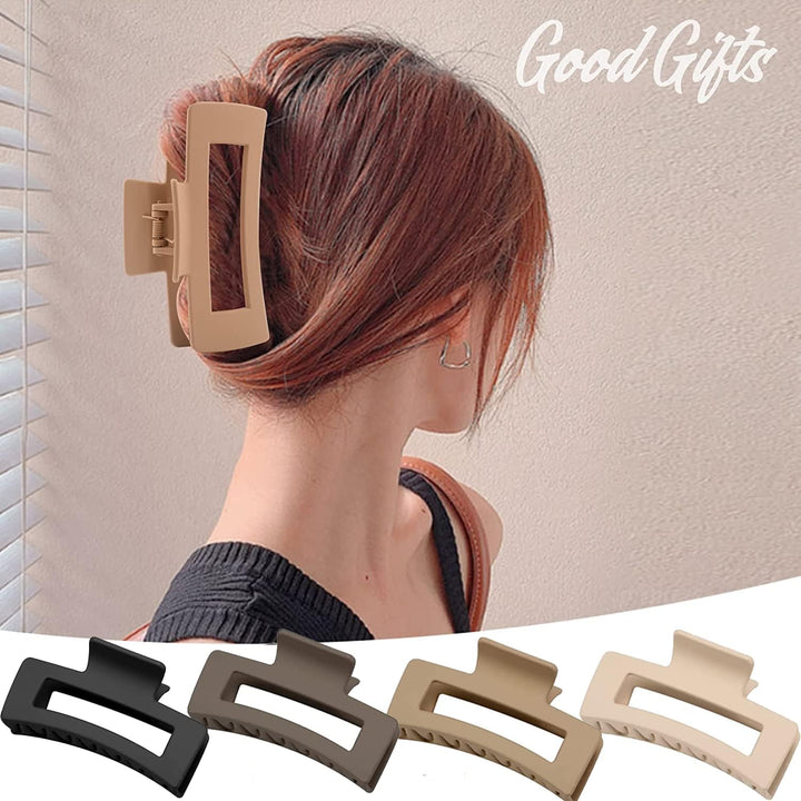 Hair Claw Clips for Women Thick Hair, 4.1 Inch Matt Coated Hair Clips Women for Thick & Thin Hairs, 4PCS