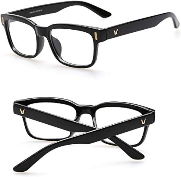 TECH-LINE-DIRECT Black Large Square Frame Glasses Retro Optical Clear Lens Eyeglasses Unisex 2019