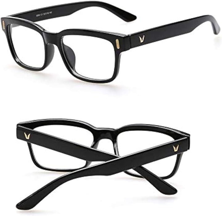 TECH-LINE-DIRECT Black Large Square Frame Glasses Retro Optical Clear Lens Eyeglasses Unisex 2019