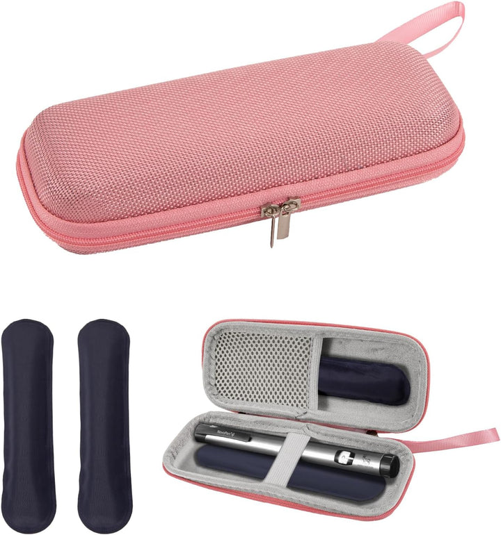 Insulin Cooler Travel Case,Monjaro Insulin Pen Case,Medicine Cool Bag with 2 Ice Packs,Portable Diabetic Medication Needles Medical Supplies Cooling Small Storage Travel Pouch