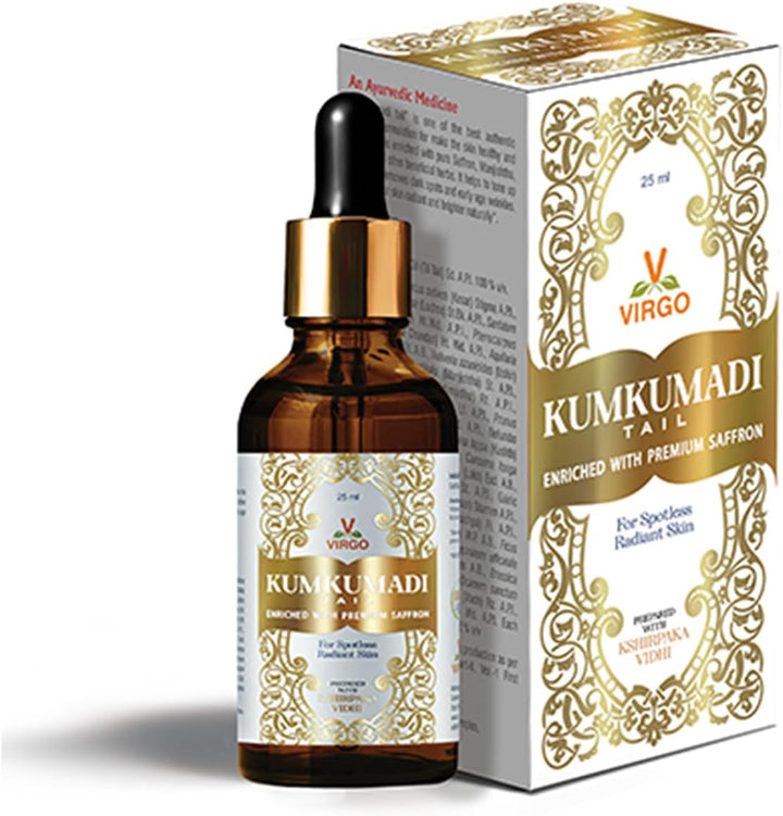 Ayurvedic Kumkumadi Oil with Premium Saffron | Face & Skin Treatment 25Ml - Reduce Early Age Wrinkles, Dark Spots, Pimples | Brighten Dull Skin Tone | Rejuvenating