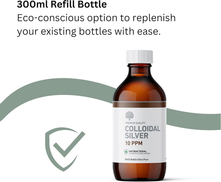 Premium Quality Antibacterial 10Ppm Colloidal Silver Bottle 300Ml