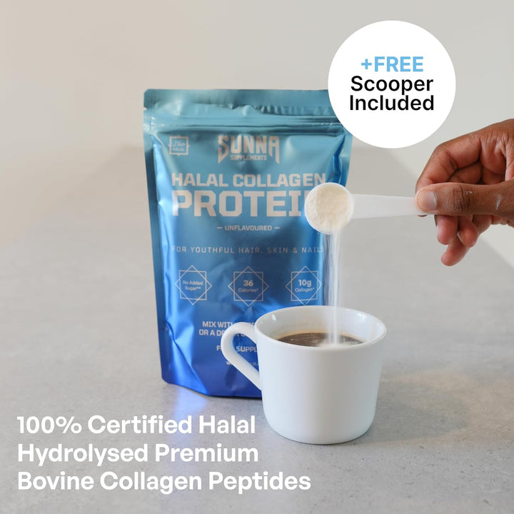 - Halal Bovine Collagen Protein Powder for Hair Skin Nails and Joints - Type (I, III) Hydrolysed Premium Bovine Collagen Peptides for Women and Men | Gluten Free | Unflavoured