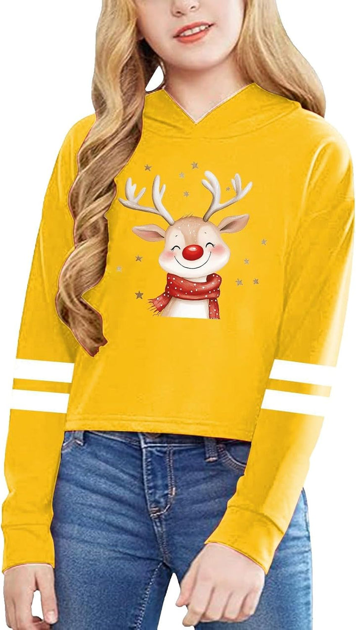 Hoodies for Girls Graphic Letter Print Pullovers Tops Long Sleeve Casual Soft Pullover Christmas Bags