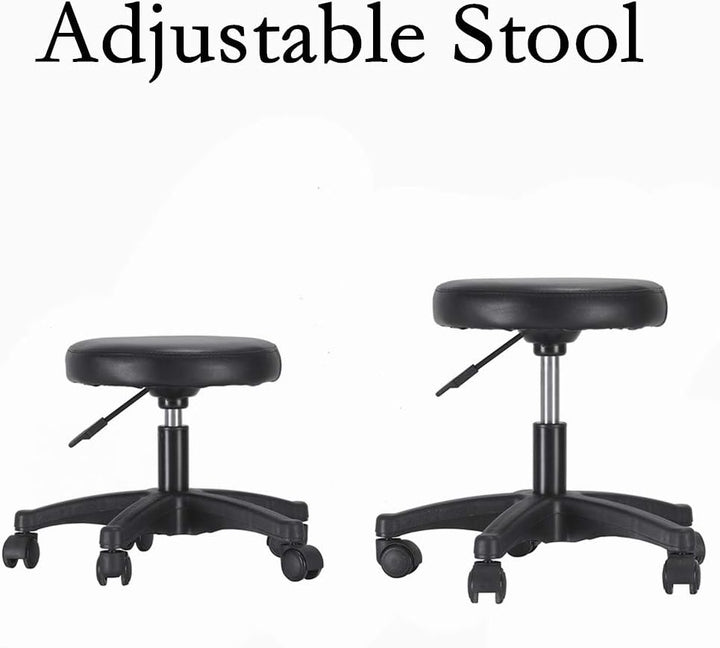 Balance Massage Bed Table Adjustable Reclining Beauty Salon Chair Tattoo Spa Facial Couch Bed with Stool (Black)