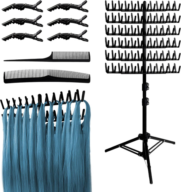 Braiding Hair Rack,Braiding Racks,Hair Extension Holder with 144 Pegs,Adjustable Braiding Hairs Stand for Hair Braiding Rack with Stylist Hair Braiding Tools for Salon Home Use