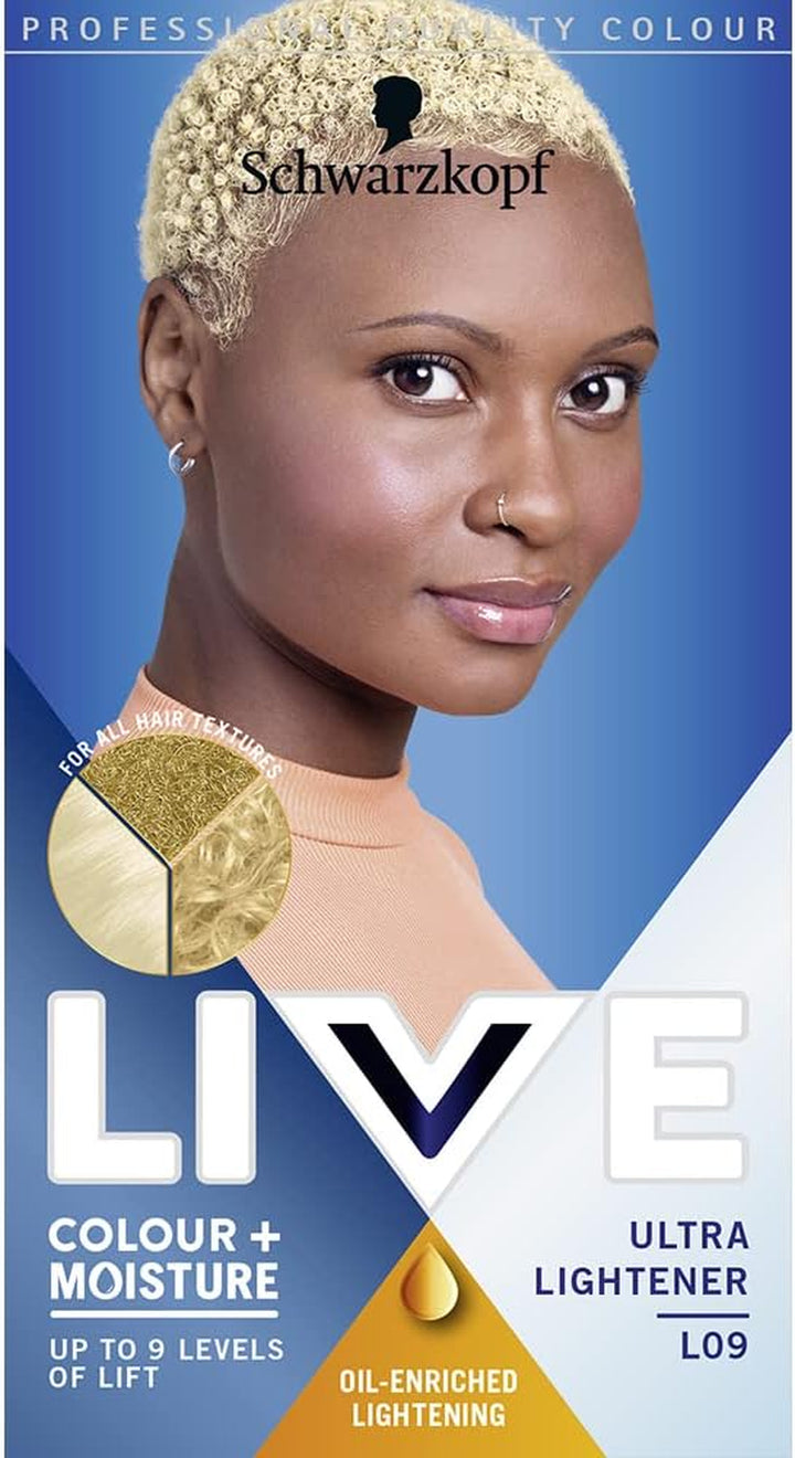 Schwarzkopf  Intense Lightener, Permanent Blonde Bleach Hair Dye, with Brigtening Oil Booster, Lifts Hair up to 9 Levels - Max Blonde 00B