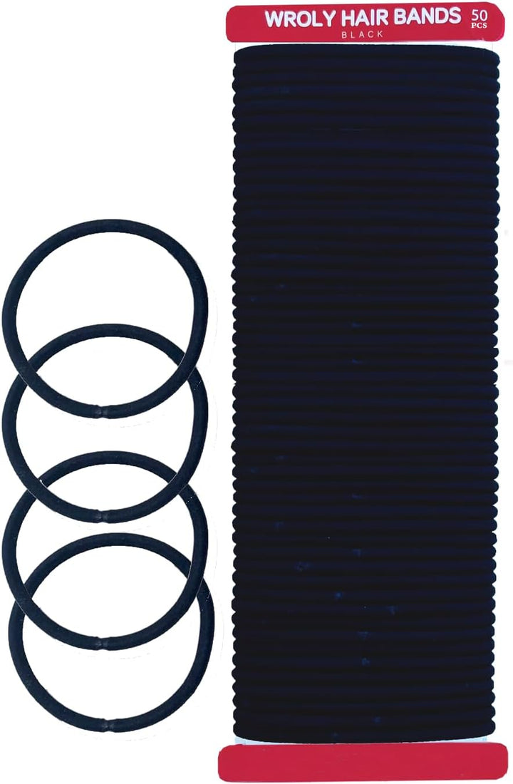 Hair Bands 50-Pcs, Hair Bands for Women, Ponytail Holders, Hair Bobbles Hair Ties (50 Bands)