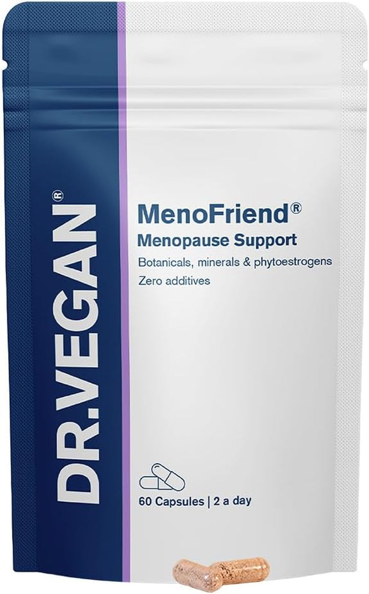 Menofriend | Menopause Support | Botanicals, Minerals and Phytoestrogens | 60 Vegan Capsules | Two-A-Day | DR.VEGAN