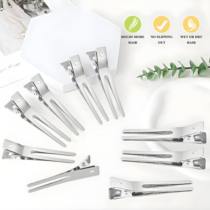 50 Pieces 4.5Cm Double Prong Metal Hair Curl Clips - Rustproof Alligator Hairpins for Styling and Pin Setting Sections