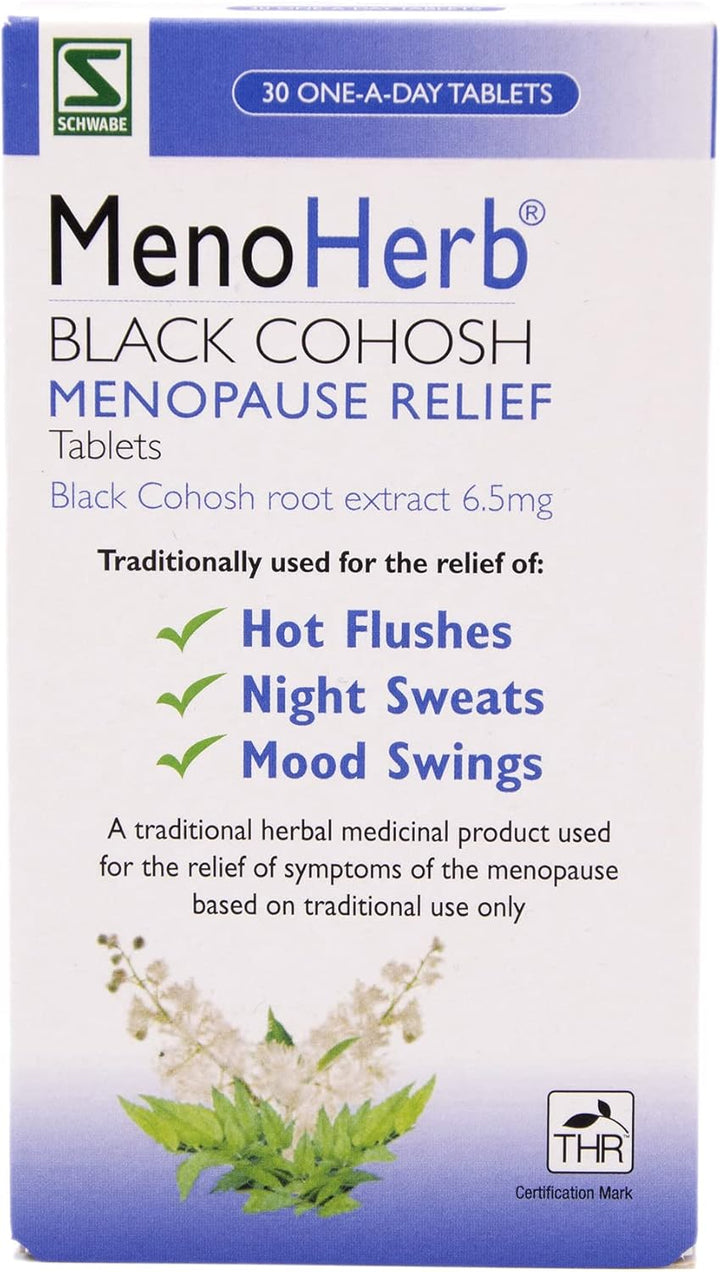 Pharma - Menoherb - Menopause Relief - Black Cohosh Root Extract 6.5Mg - Traditionally Used for Hot Flushes, Night Sweats and Mood Swings - 30 Tablets