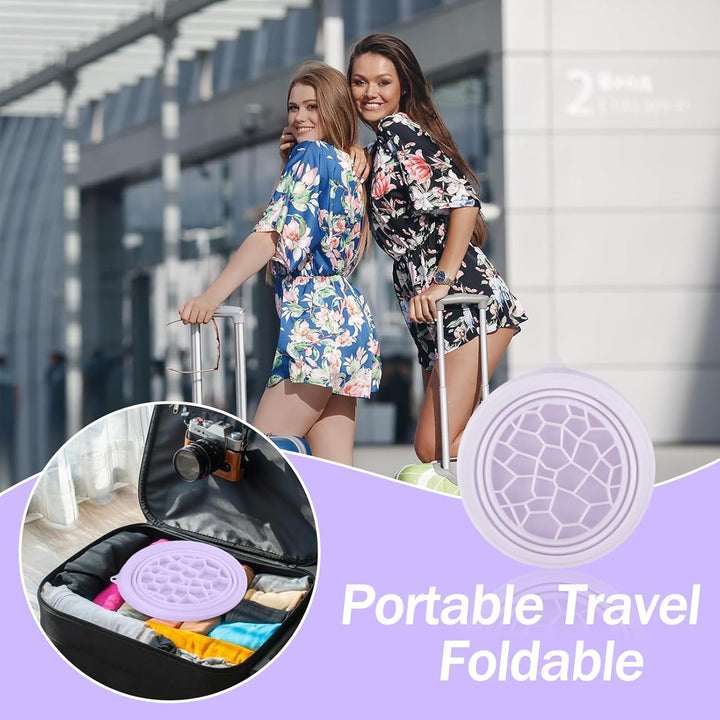 Silicone Ice Bowl for Face, Foldable Face Bowl with Built-In Icetray, Portable Quick Cooling Facial Washing Basin for Soothe Skin, Wash Basin for Home Use or Travel (Purple)