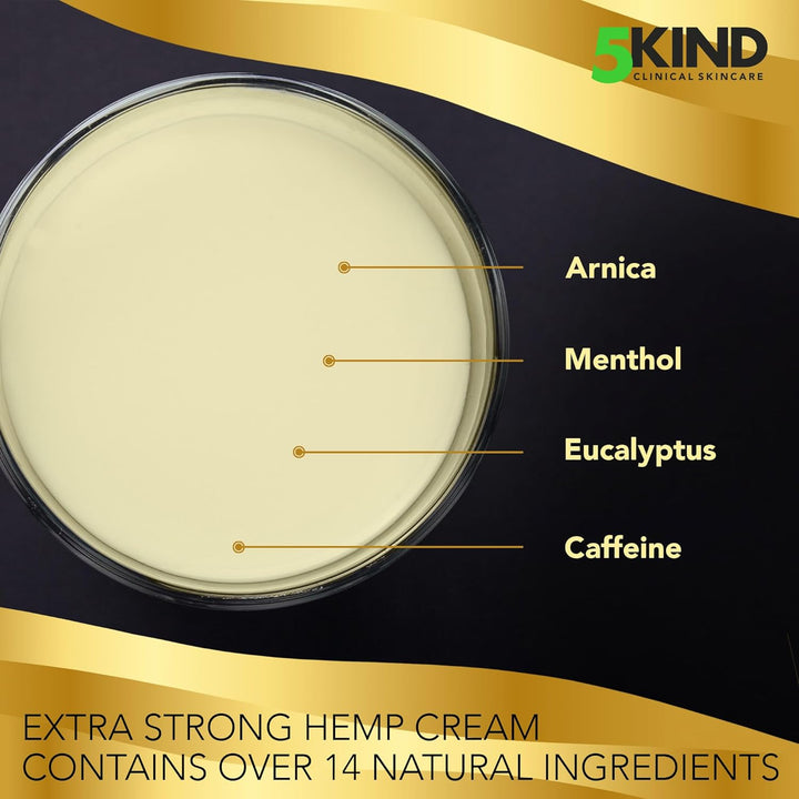 Extra Strong Hemp Cream 300Ml - High Strength Hemp Oil and Arnica Cream - for Massaging Joints & Muscles, Lower Back, Feet, Knees, Neck & Shoulders - Rich in Natural Extracts