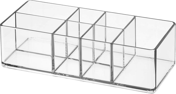 Idesign Medicine Storage Box for Bathroom and Medicine Cabinet, Small Plastic Bathroom Storage with 7 Compartments, Practical Make up Organiser for Bathroom Accessories, Clear