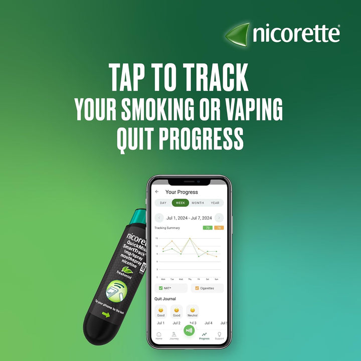 Quickmist Smarttrack Mouthspray (1 X 150 Sprays), Freshmint, Quit Vaping or Quit Smoking Aid Designed to Start Reducing Cravings in 30 Seconds, Smoking or Vaping Cessation Aid
