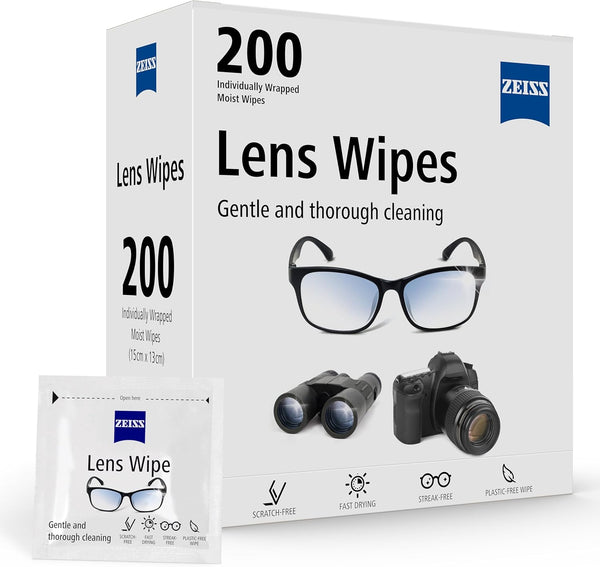 Lens Wipes, Lens Cleaner for Glasses, Cameras & Binoculars,Individually Packed Single Use Disposable Cloths in Sachets, for Handy and Portable Spectacle Cleaning on the Go, 200 Count (Pack of 1)