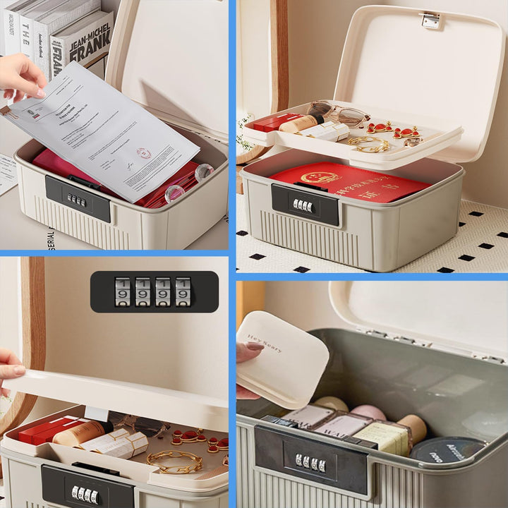 Medicine Storage Box,Household Medicine Storage Box Organiser,First Aid Box,Double Layers Multi Grid Medicine Box,Code Box with Lid Medication Storage Box Medicine Cabinet for Home,School(Blue/9L)