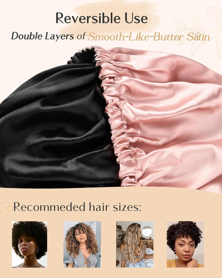 Double Layer Satin Bonnet Silk Bonnet for Sleeping Adjustable Hair Bonnet for Women Curly Natural Hair
