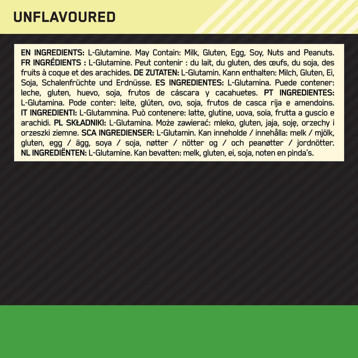 Glutamine Powder, L-Glutamine Amino Acid Powder, Food Supplement, Pre and Post Workout Shake, Unflavoured, 123 Servings, 630 G