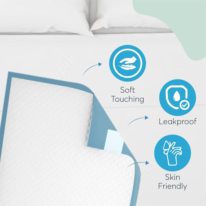 25 X Incontinence Bed Pads | Disposable Bed Pads | Bed Protectors for Incontinence | Size 60X90Cm | with Self-Adhesive Sticker Tabs | Bed Mats Disposable | (1 Pack of 25)