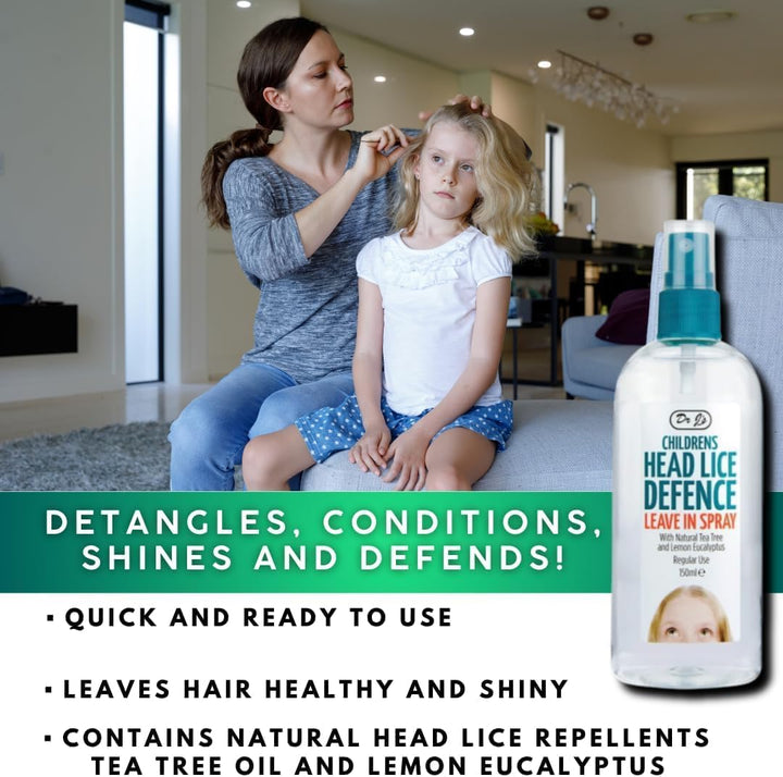 Dr J’S 3-Piece Head Lice Prevention Kit – Tea Tree & Lemon Eucalyptus Shampoo, Lice Repellent Spray & Nit Comb | Natural Nit & Lice Defence for Kids | Packaging and Colours May Vary