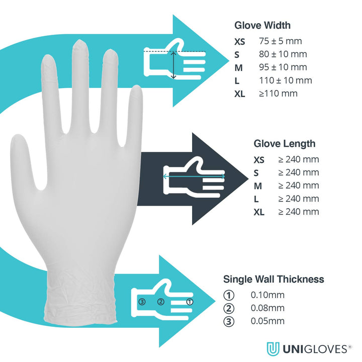 White Pearl Nitrile Examination Gloves - Multipurpose, Powder Free and Latex Free Disposable Gloves - Box of 100 Gloves, White, Medium (GP0023)