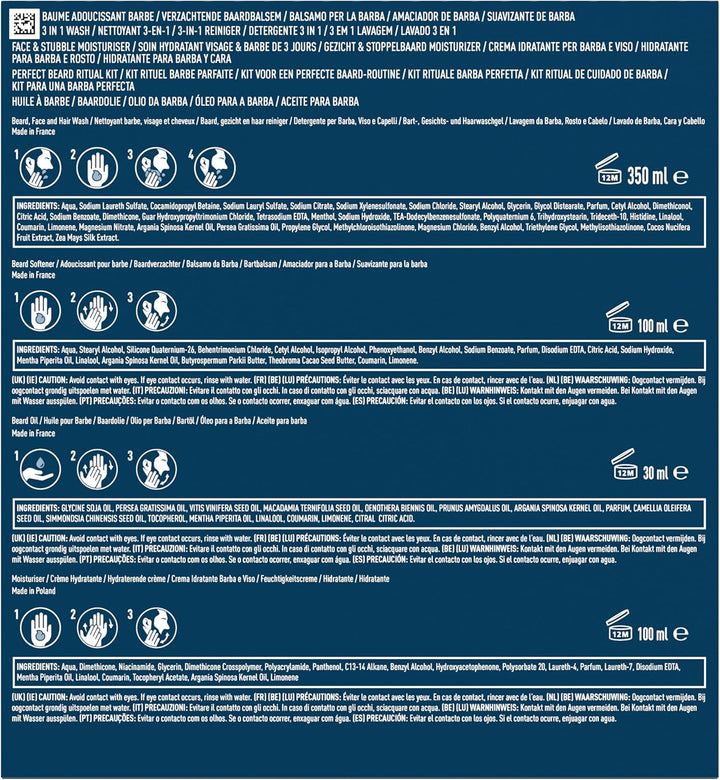 Men'S Beard Grooming Gift Set, 3-In-1 Beard, Face & Hair Wash 350Ml, Beard Softener, Face & Stubble Moisturiser, Complete Beard Care Kit with Sandalwood & Cedar Scent - Gift for Men