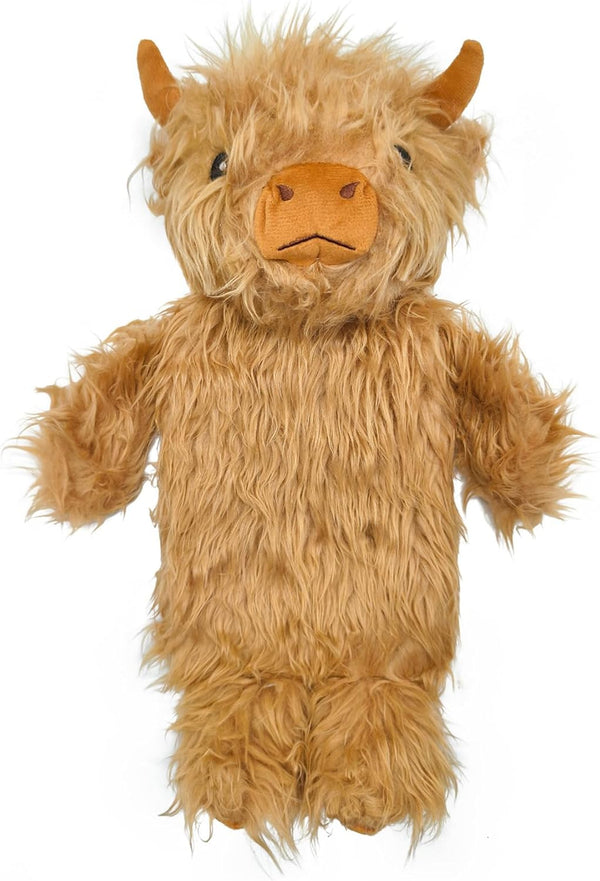 Highland Cow Hot Water Bottle 750Ml 3D Animal Face Plush Cover Soft Cosy Furry Design Natural Rubber Bottle Heat Therapy Neck Back Pain Relief Bedtime Relax Gift Idea for Adults & Kids