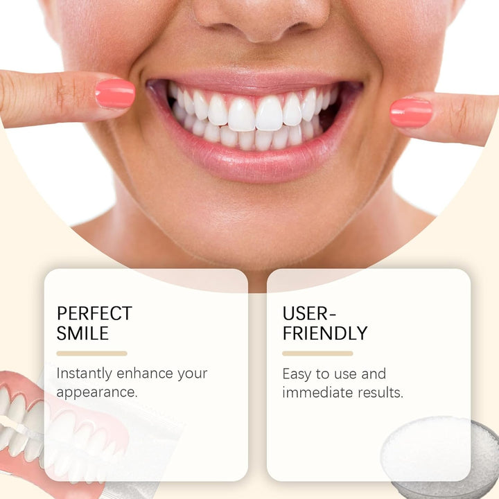 Advanced Full Denture Set,Silicone Reline Denture Set for Women,Soft Denture Reline Kit,Silicone Soft Dentures Repair,Snap on Veneers Teeth Upper & Lower,Silicone Dentures Full Mouth,Full Denture Set