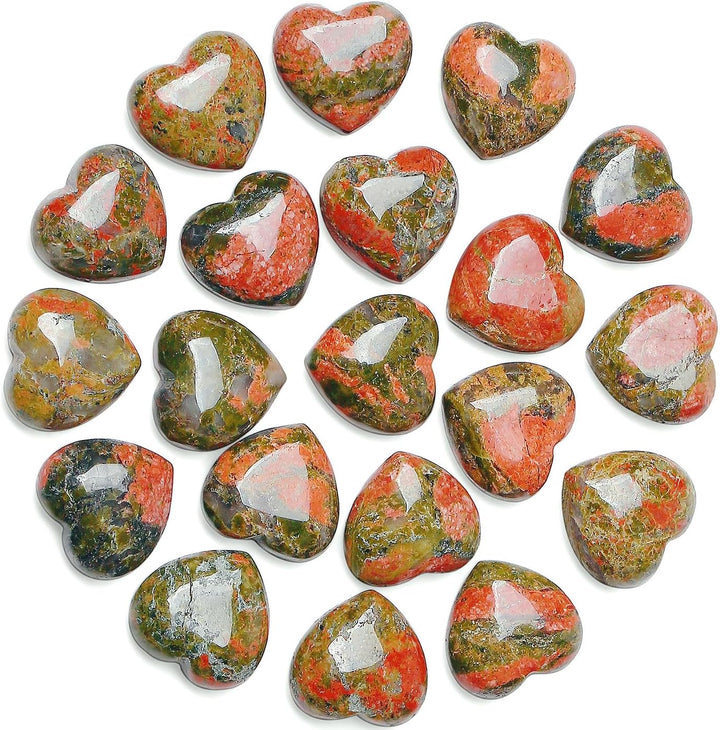 20PCS Heart Healing Crystals Gifts Gemstones Set Bulk Quartz Love Gem Stones Wholesale Polished Pocket Chakra Reiki Spiritual Wellbeing Stocking Filler Mini Small Gift for Women