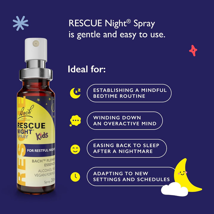 Kids Calm Nights Spray, Flower Essences, to Support Your Child and Promote a Calming Bedtime Routine, Alcohol Free, Spray onto Your Tongue