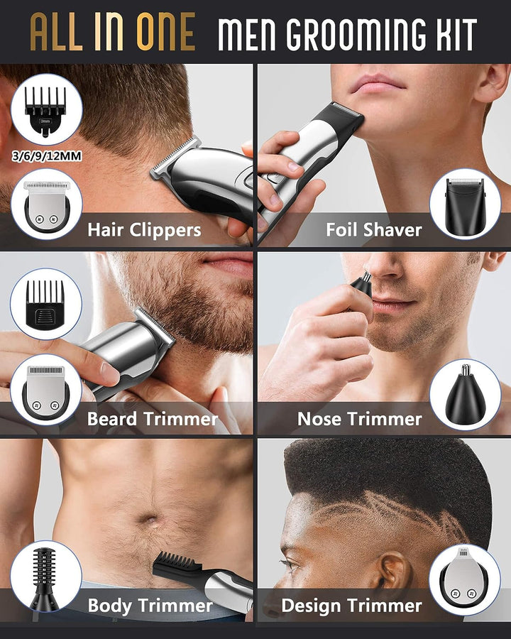 Beard Trimmer Men, Waterproof Electric Razor for Nose, Body, Face and Mustache, Cordless Hair Clippers Shavers for Men Grooming Kit, Gifts for Husband Father