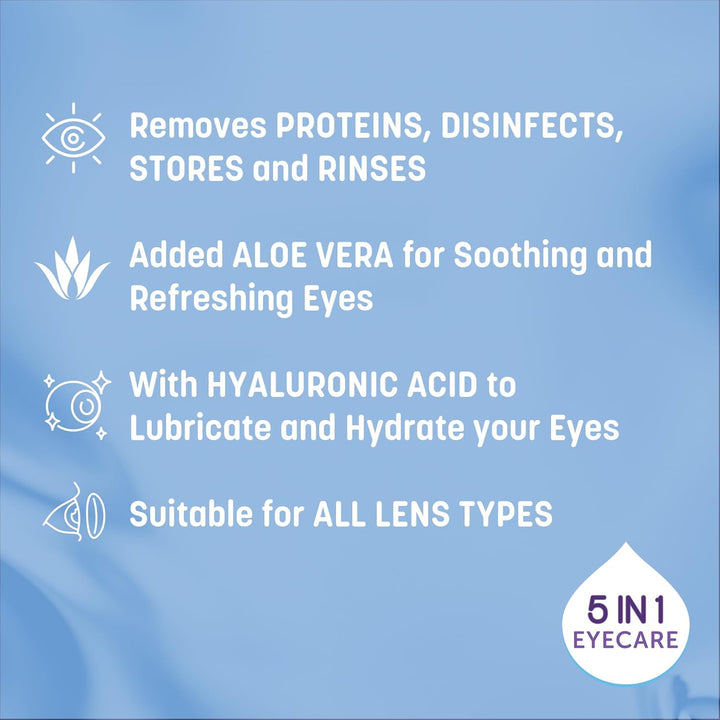 Multi-Purpose Contact Lens Solution 360Ml/Cleans, Disinfects, Lubricates and Hydrates Your Contact Lenses/Added Aloe Vera Known to Soothe and Refresh/Suitable for All Lens Types