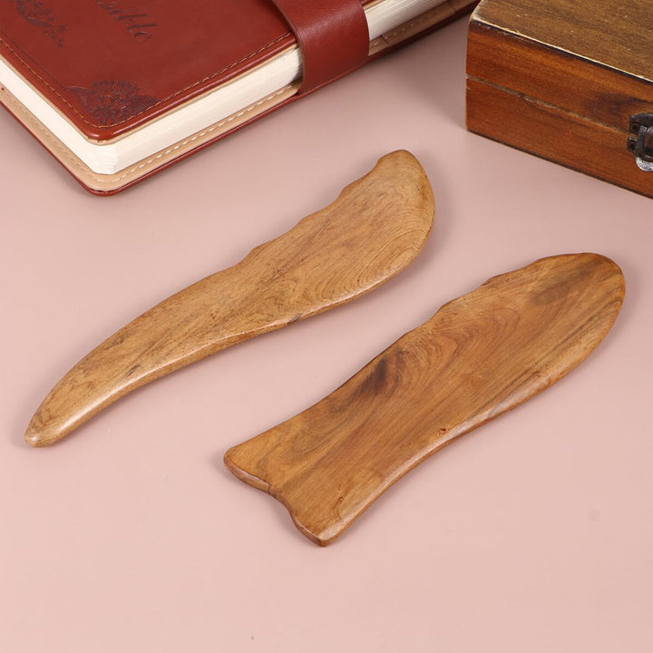 2Pcs Natural Wood Gua Sha Plates Portable Scraping Boards for Facial and Body Massage Smooth Texture Skin Care Tools for Neck Eye Shoulder and Spa Use