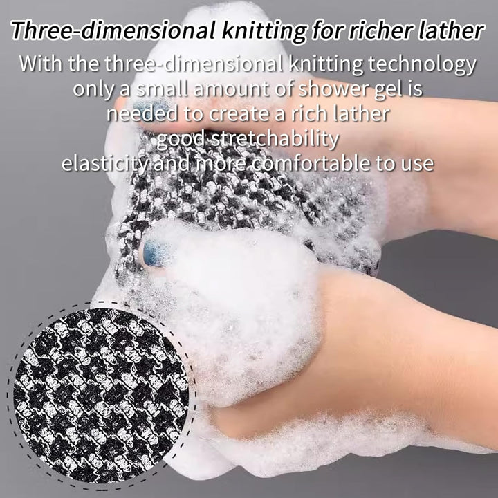 2 Pcs Japanese Back Scrubber Set, Exfoliating Shower Towel, Extra Long Exfoliating Washcloth for Men Women, Scrub Cloth for Body Cleaning and Massage (Black)