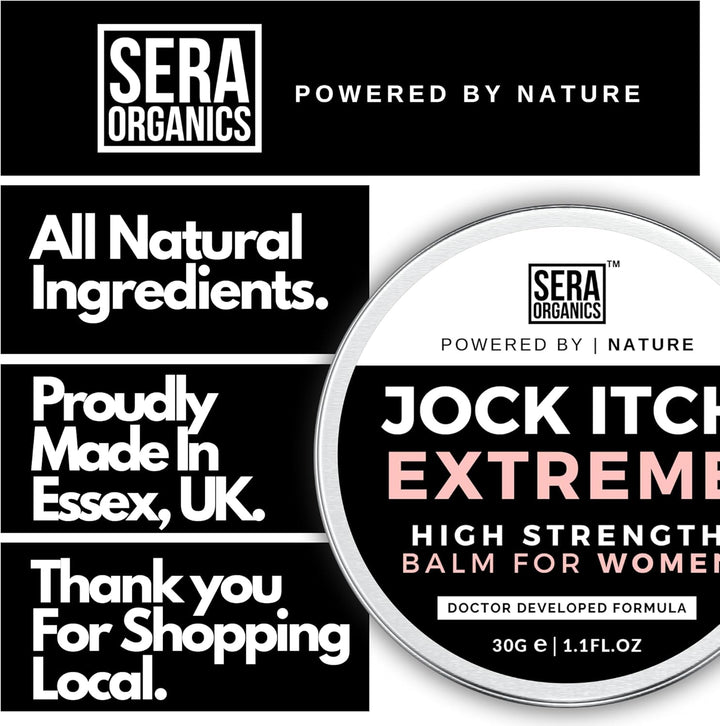 Jock Itch Treatment for Women - Antifungal Cream, Skin Jock Itch Treatment anti Fungal Soothing Cream - Maximum Strength - Made in the UK - All Natural (30Ml) by
