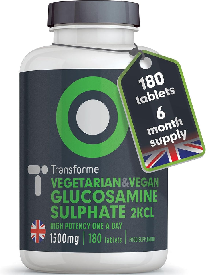 Glucosamine Sulphate 2Kcl 1500Mg 365 Tablets, 1 Year Supply, Vegan High Strength Glucosamine, 1 Coated Breakable Tablet per Day, UK Made Supplement for Men and Women by