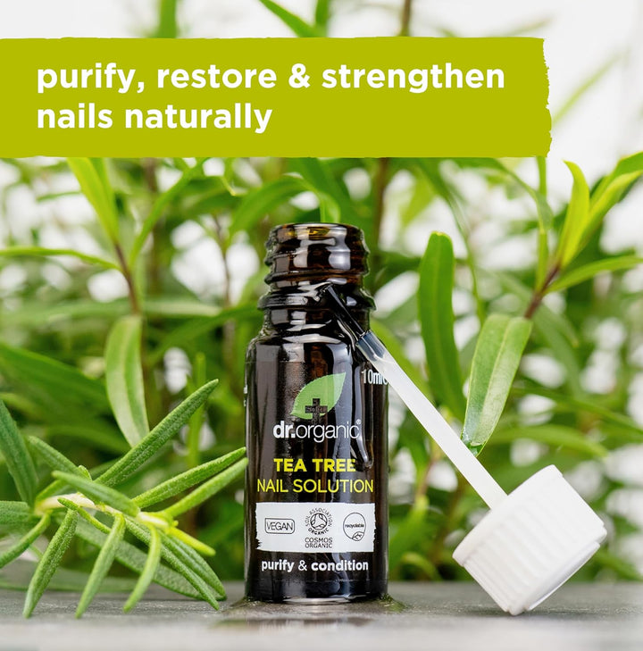 Tea Tree Nail Solution, Purifying, Conditioning , Mens, Womens, Natural, Vegan, Cruelty-Free, Paraben & Sls-Free, Recyclable & Recycled Ocean Bound Plastic, Certified Organic, 10Ml