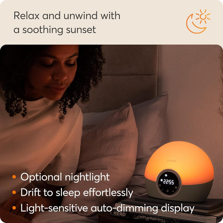 Bodyclock Spark 100 - Wake-Up Light Alarm Clock with Sleep Sunset, White/Off-White