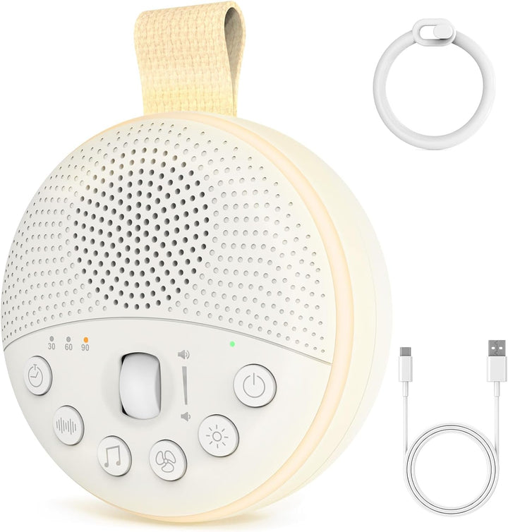 White Noise Machine, Portable Sleep Aid Sound Machine with Night Light 21 Soothing Sounds for Baby and Adults, 1800Mah Battery, Sleep Machines Memory Function, Travel Gift USB Rechargeable